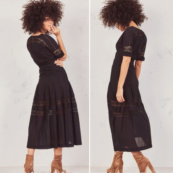 LoveShackFancy // Edie Black Midi Dress - Picture 15 of 15
